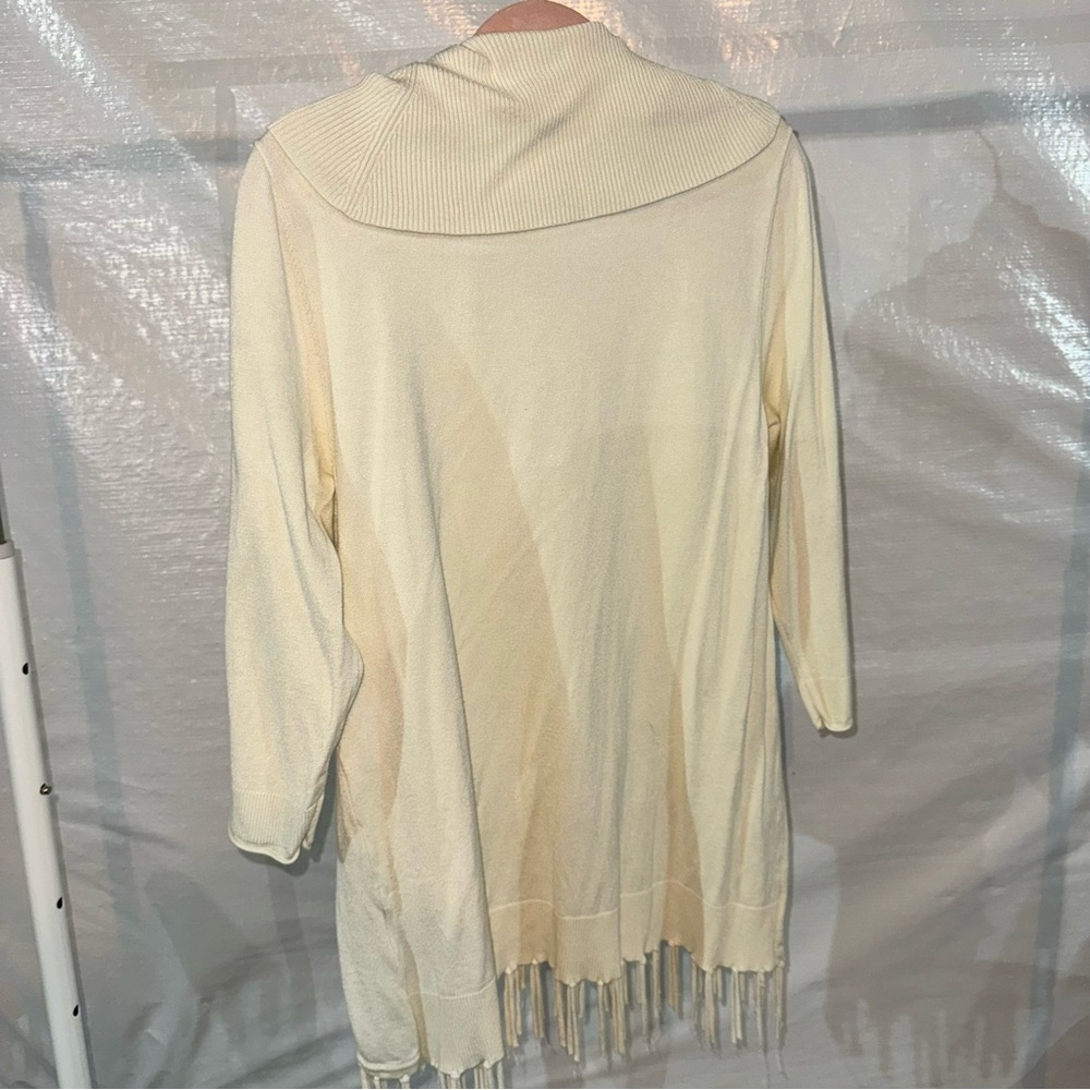 Ruby Rd. Cream Cowl Neck Sweater with Fringe - Picture 5 of 5